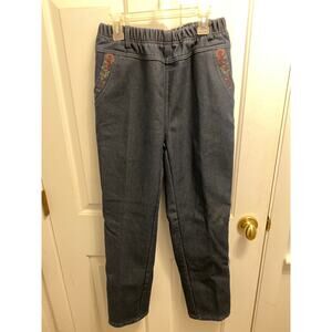 Brand New Colorful Bird Women's Size Small Blue fleece lined Pull On Ankle pants